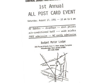 Central Jersey Deltiological Society 1e jaarlijkse briefkaartevenement 1991 reclame