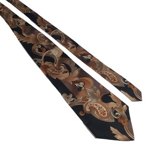 Bachrach Mens Necktie Italian Designer Accessory Brown Black Vintage Dad Gift