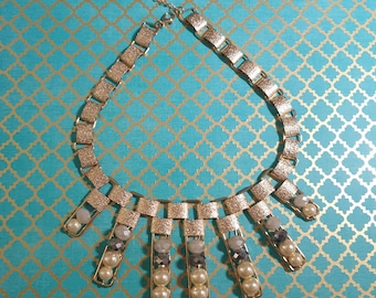 Collier perlé bleu,Collier Dossard Turc,Collier Fait Maison,Collier Déclaration,Collier Chunky