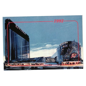 Representación artística de la postal vintage del Hotel Casino Riviera de 1992, Las Vegas, Nevada