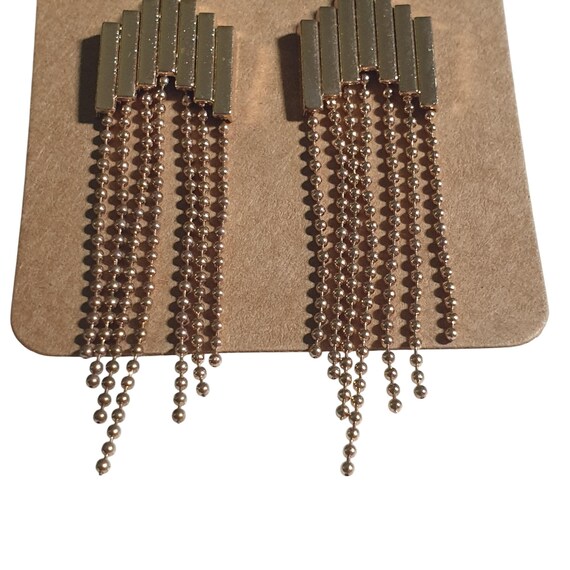 Gold Tone Dangle Chained Statement Earrings Geome… - image 4
