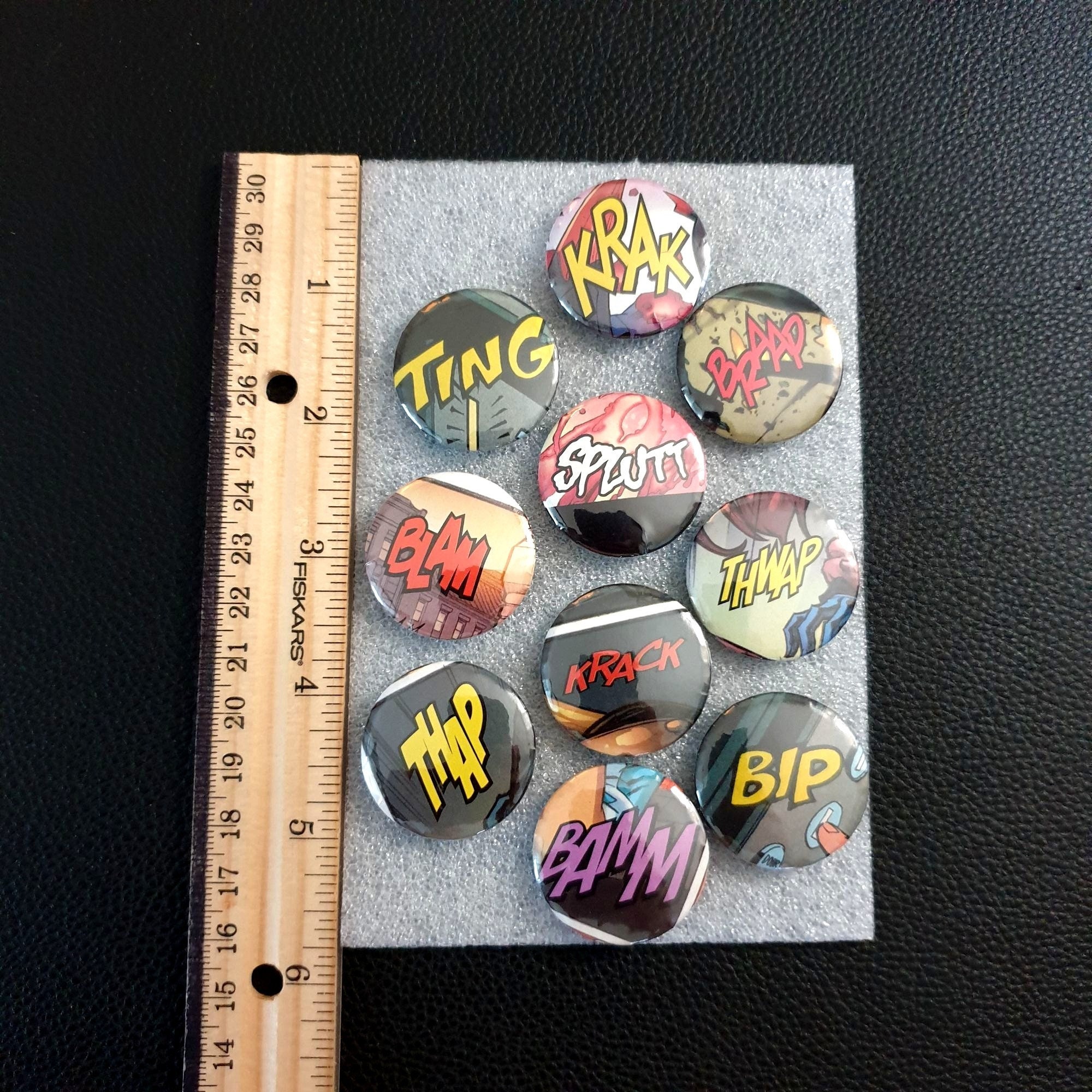 Comic Book Action Buttons Handmade Craft Character 1.25