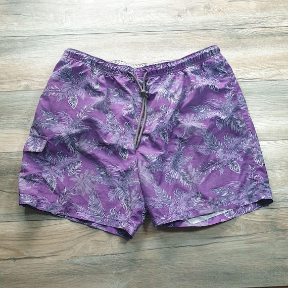 Tommy Bahama XXL Swim Trunks Purple Palm Men Swimwear Elastic