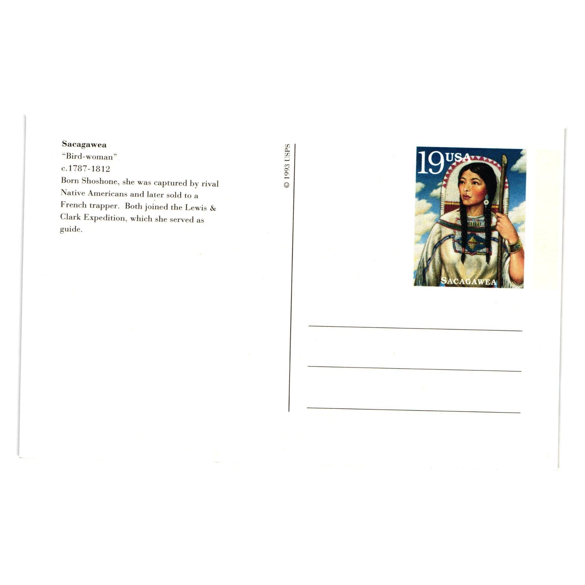 Sacagawea Postcard Textured Artwork 1993 USPS Shoshone Guide Lewis ...