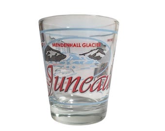 Juneau Alaska Souvenir Shot Glass Mendenhall Glacier Downtown Governors Mansion