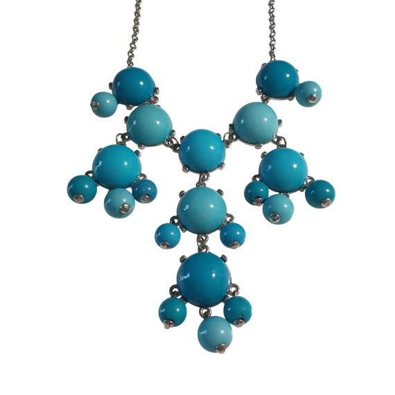 Blue Statement Bubble Necklace Adjustable Chain C… - image 2