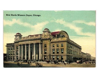 New North Western Depot Chicago Vintage Postcard Unused Early 1900s Divided Back