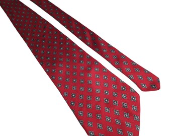 Stafford Necktie Red Blue Geometric Silk Vintage  Classic Formal Accessory Gift