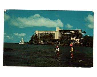 Naniloa Surf Hotel Hawaii Vintage Postcard Fishing Hilo Bay Scenic Ocean View