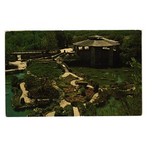 Cartolina d'epoca Giardino cinese sommerso Brackenridge Park San Antonio Texas