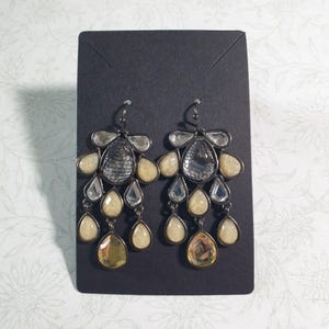 Vintage Teardrop Dangle Earrings Faux Gemstone Lace Costume Womens Rhinestone