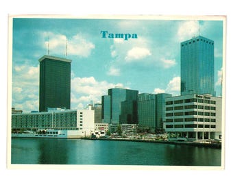 Vintage Tampa Florida Skyline Postcard Buildings Business Tourism Roadside