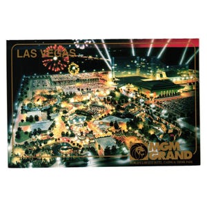Carte postale vintage MGM Grand Casino Las Vegas Nevada Aerial Theme Park Jeux d'argent