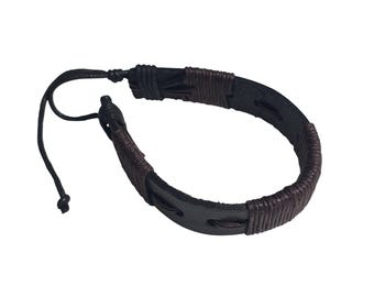 Adjustable Black Brown Leather Cord Bracelet Design Handmade Men Women Jewelry