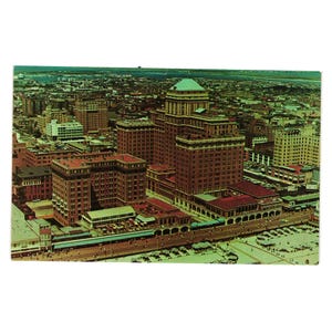 Cartão postal vintage de Atlantic City Chalfonte Haddon Hall vista aérea Resort férias