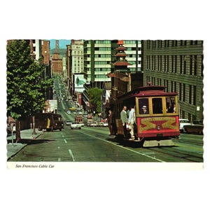 Cartolina d'epoca del tram di San Francisco di Continental Card California Street