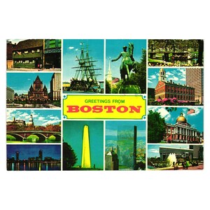 Vintage 1979 Boston Postcard Featuring Iconic Landmarks Greetings Boston Travel