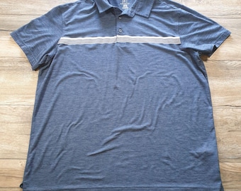 George Men Blue Polo Shirt Size XL 46 - 48 Short Sleeves Button Up Collar Henley