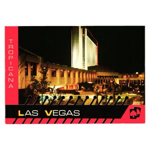 Tropicana Las Vegas Vintage Postkarte HotelCasino Glücksspiel Nacht Lichter Urlaub