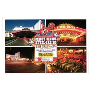 Carte postale vintage Circus Casino Las Vegas Nevada Marketing Vacances Famille