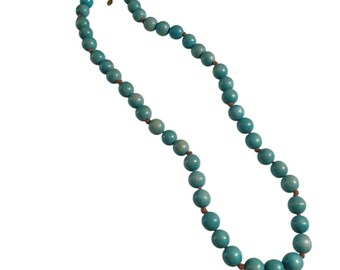 Blue Beaded Necklace Lightweight Wooden Round Beads Adjustable  Jewelry Gift