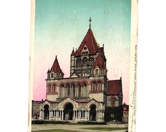 Vintage 1906 Postcard Trinity Church Boston Mass. Mailed To Waterbury CT Antique