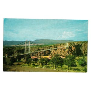 Vintage Royal Gorge Bridge Panorama Postcard Canyon City CO Sospensione Inclinazione