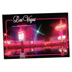 Stardust Hotel-Casino-Nachtlichter Festzelt-Weinlese-Postkarte Ricky Redstreaks