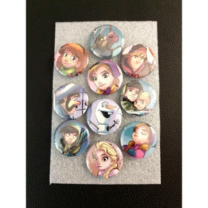 Frozen 2 Buttons Handmade Craft Character 1.25&quot; Fashion Collectable Pin Set A