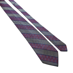 Vintage Designer Men Necktie Striped Mid Century Red Blue Office Gift Retro