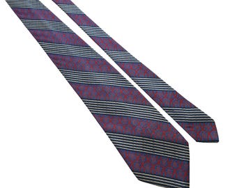 Vintage designer herenstropdas gestreept halverwege de eeuw rood blauw kantoorcadeau retro