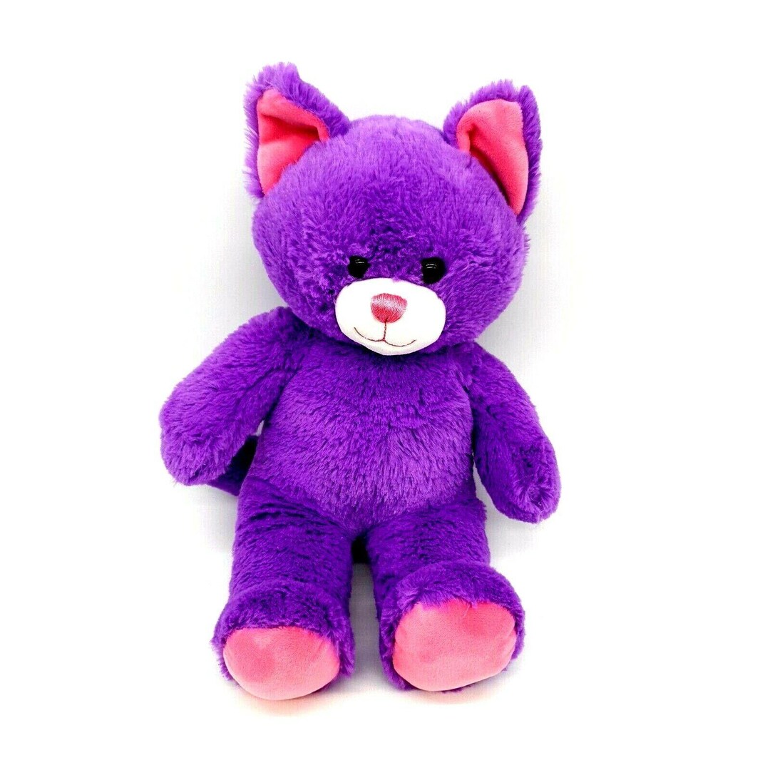 Build A Bear Purple Cat Kitten Pink Ears Stuffed Plush
