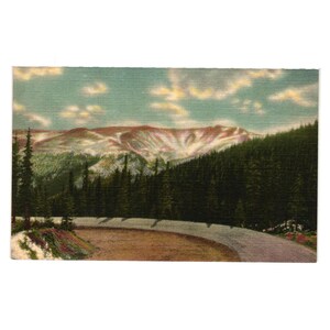 Carte postale vintage Crater Mountain Oeuvre d'art en lin 2007 Berthoud Pass Colorado États-Unis 40