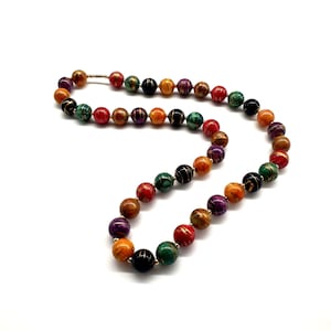 Necklace Womens Vintage Jewelry 29&quot; Hand Painted Plastic Bead Costume Colorful