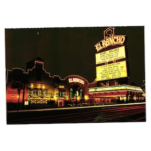 El Rancho Casino Hotel Las Vegas Vintage Postal Vacaciones Juego Marquesina