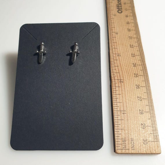 Silver Dagger Stud Earrings Small Lightweight Uni… - image 3