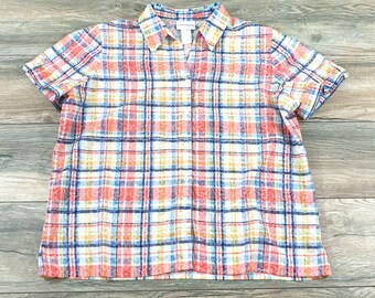 Chemisier à manches courtes Alfred Dunner 2XL pour femmes (vérifier les mesures) à rayures colorées