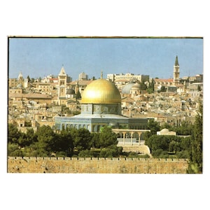 Carte postale vintage Jérusalem avec vue sur le Dôme du Rocher Skyline Religion