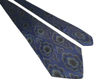 Bill Norris Son Blue Floral Pattern Silk Tie Elegant Men Office Work Accessory