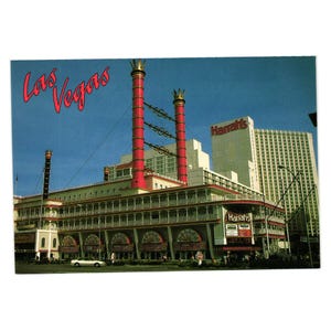 Las Vegas Hotel Casino Harrahs Steamboat extérieur vintage carte postale vacances