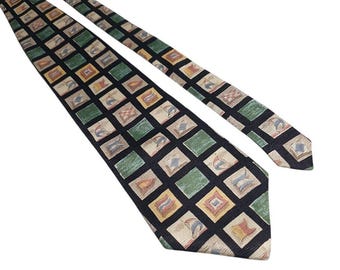 Nautica Mens Necktie Silk Nautical Flags Ocean Boat Graphic Black Vintage Gift