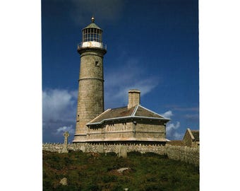 Alte leichte Lundy Island Lighthouse Postkarte Bristol Channel Wahrzeichen Trust Landschaftsfoto