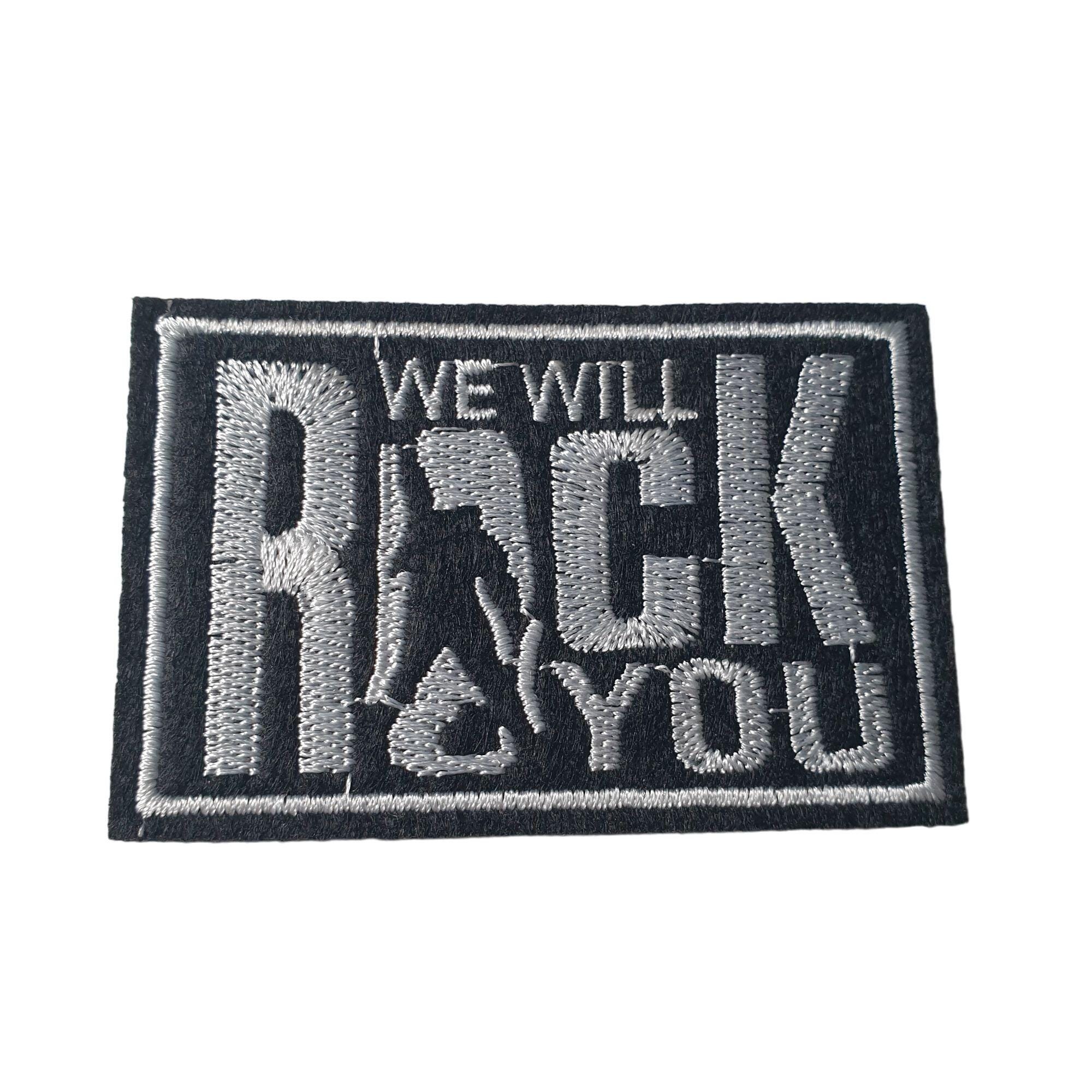 Toppa Ricamata Termoadesiva E Da Cucire We Will Rock You - 7,5 X 5,5 Cm - Per Jeans, Giacca, Zaino
