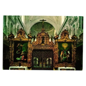 Carte postale vintage La Cartuja Choir Granada Espagne uvres d'art religieuses Architecture