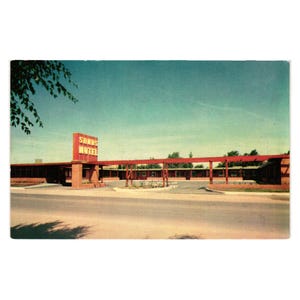 Cartão postal vintage The Sands Motel Dalhart Texas Arquitetura moderna de meados do século