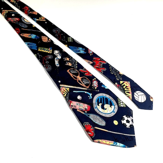Nicole Miller Sports Mens Necktie Tie Designer Vintage 1995 Novelty Dad Gift