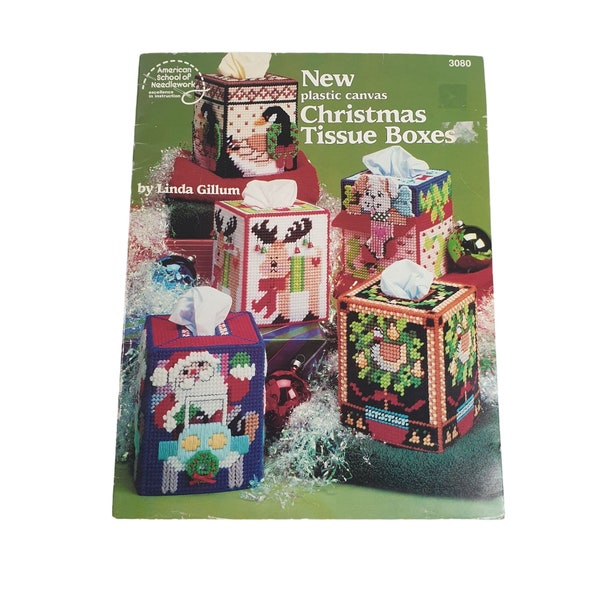American School Of Needlework New Plastic Canvas Christmas Tissue Boxes Holiday