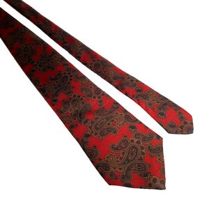 vintage Marshall Fields Cravate en soie italienne cachemire pour homme, créateur rouge marron