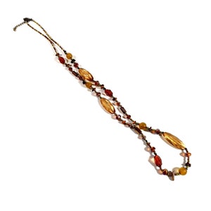Necklace Women Vintage Jewelry 36&quot; Rondelle Plastic Glass Bead Costume Colorful