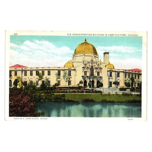 Vintage 1933 Postkarte Des Büro-Gebäudes im Garfield Park Chicago